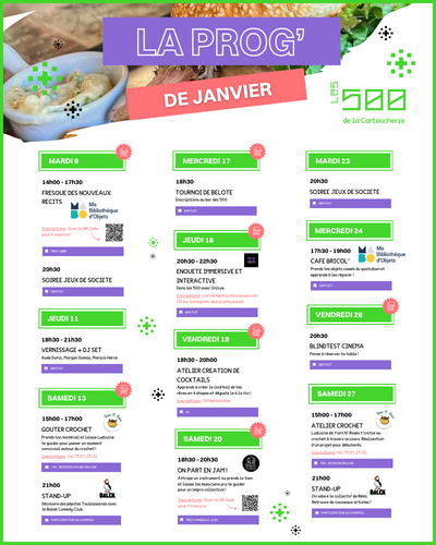 La programmation de janvier - évènements - les 500 de la Cartoucherie