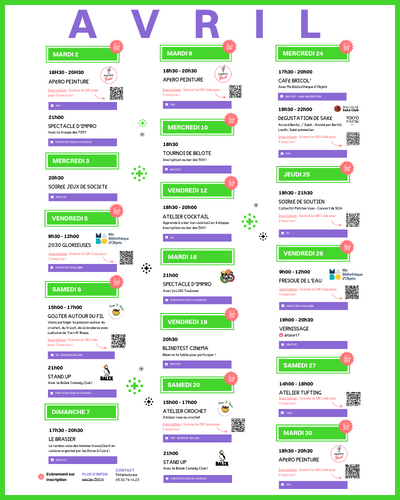 Évènements avril - les 500 Cartoucherie